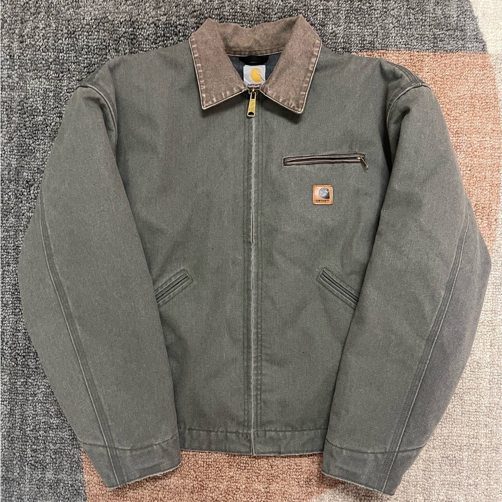 Carhartt Gray Jacket with Brown Collar